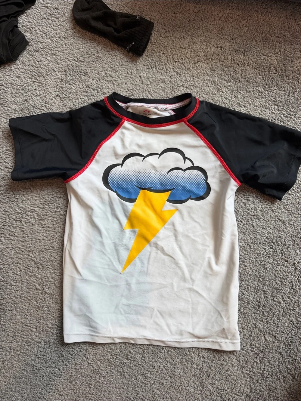Appaman Kids White Rash Guard with Blue Cloud and Yellow Lightning